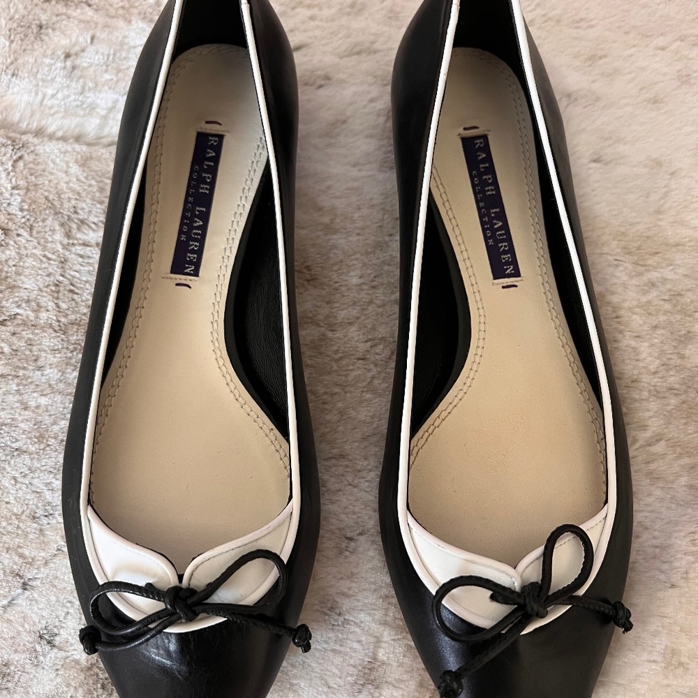 Ralph Lauren Collection Purple Label Peep Toe Flats, Brand New, Size 36